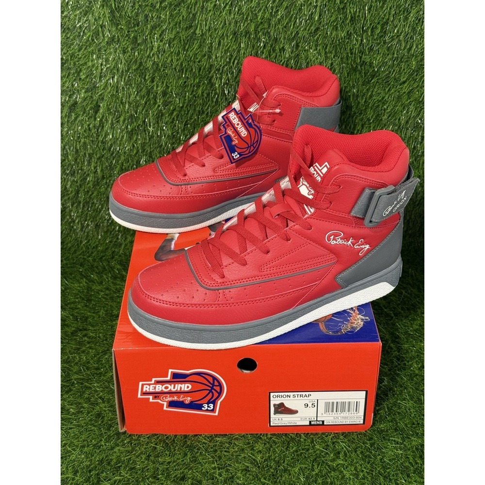 Ewing Orion Strap Men's 9.5 Red/Grey/White Mid Top Basketball Shoes New